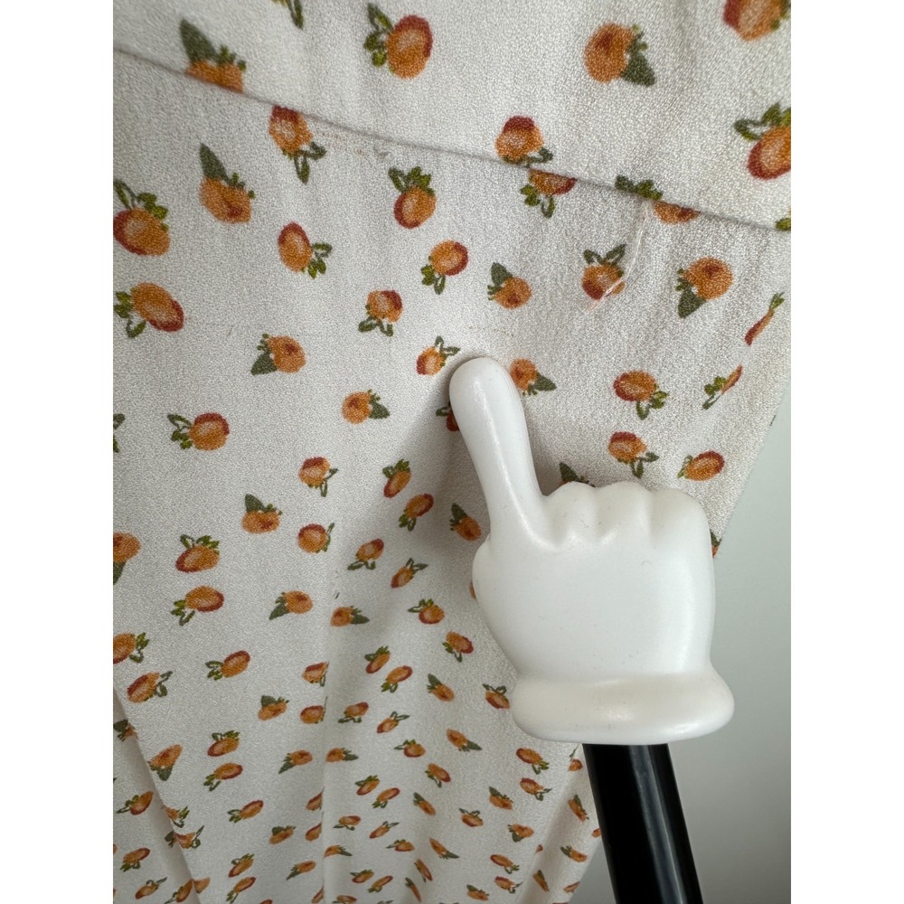 Free People Mia Short Sleeve Jumpsuit Ivory Peach Fruit Print Size 8 *Flawed - Picture 5 of 16